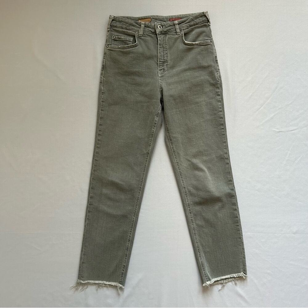 Pilcro Anthropologie The Vintage Straight Jean Raw Hem Grey/Green Size 28